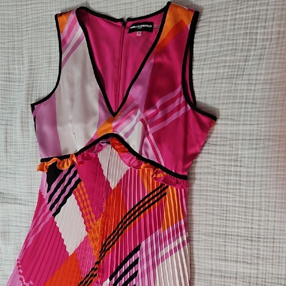 Karl Lagerfeld Vibrant Pink and Orange Dress